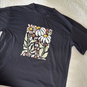 SHEIN Black and White Floral Graphic Tee